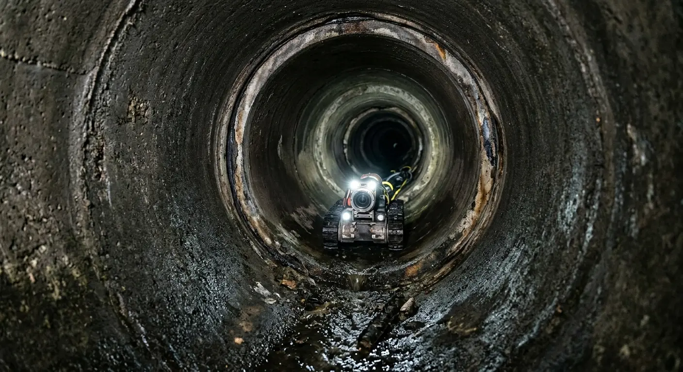 Robotic sewer camera inspecting pipe interior for Sewer Line Repair in Chicopee